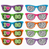 Totally 80s Party Glasses with Fun Printed Lenses, 10-Pack